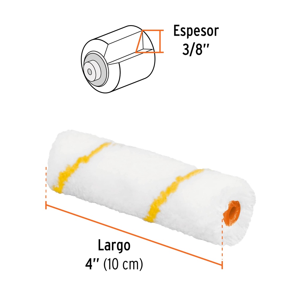 Bolsa c/2 felpas p/mini rodillo de poliéster 4'x3/8', TRUPER, 