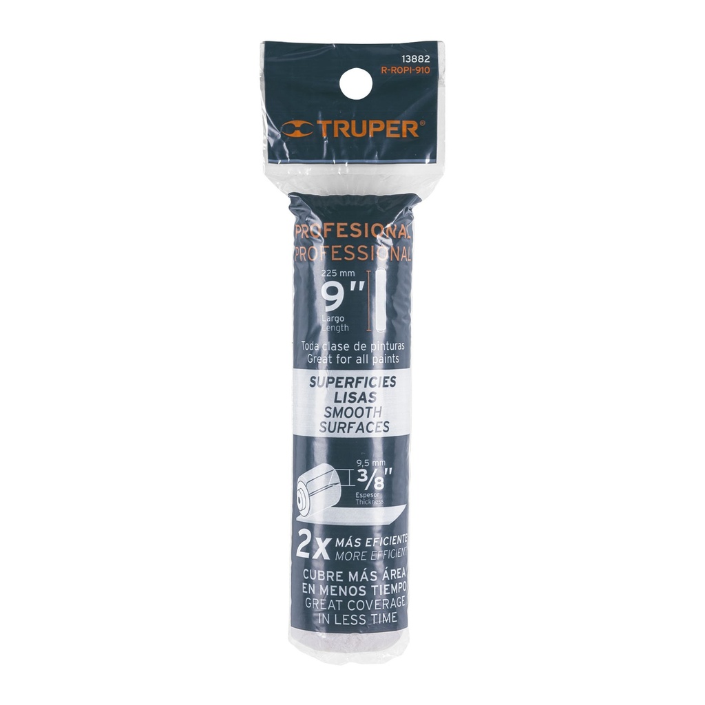 Felpa para rodillo 9' x 3/8' superficies lisas, Truper, 