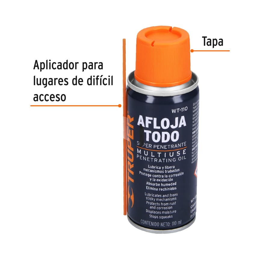 Lubricante multiusos en aerosol, 110ml (4oz), TRUPER, 