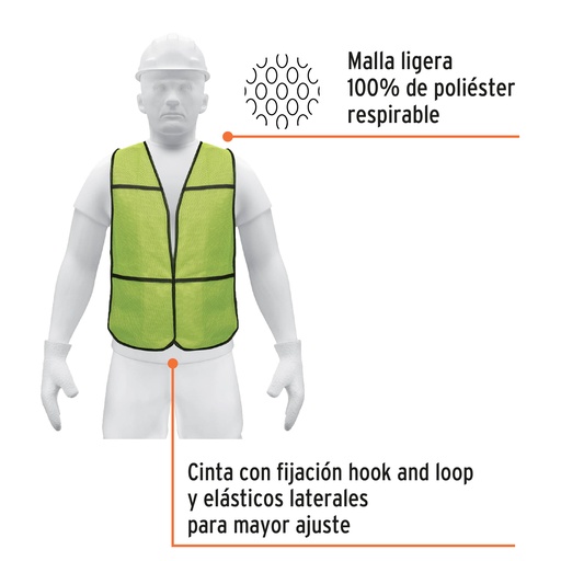 [21024-CHS-100V] Chaleco de seguridad, uso de día, verde, Pretul, 