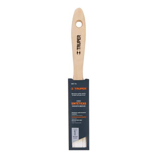 [13342-BRT-1S] Brocha cerdas sintéticas 1' corte recto, mango de madera, 