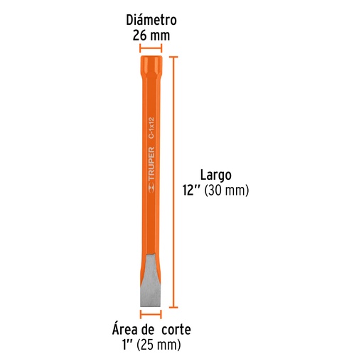 [12166-C-1X12] Cincel de corte frío de 1 X 12', Truper, 