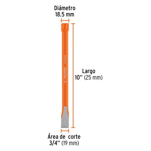 [12145-C-3/4X10] Cincel de corte frío de 3/4 X 10', Truper, 