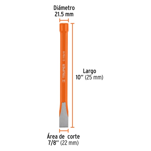 [12154-C-7/8X10] Cincel de corte frío de 7/8 X 10', Truper, 