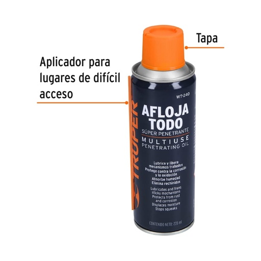 [13469-WT-240] Lubricante multiusos en aerosol, 235ml (8oz), TRUPER, 